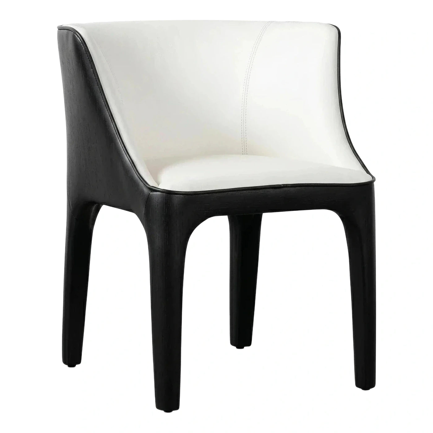 Modern Black Wood Frame White Leather Dining Chair