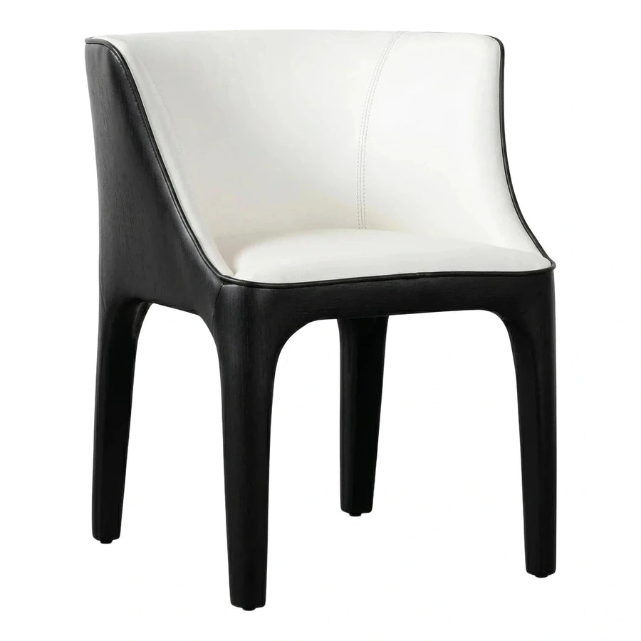 Modern Black Wood Frame White Leather Dining Chair