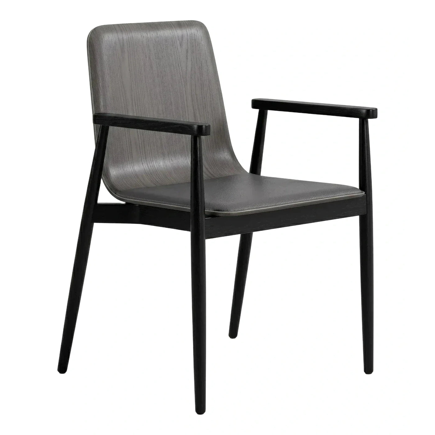 Modern Grey Wood Armchair with Black Frame