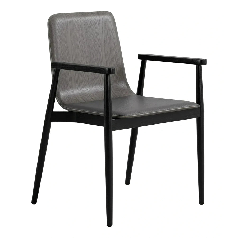 Modern Grey Wood Armchair with Black Frame