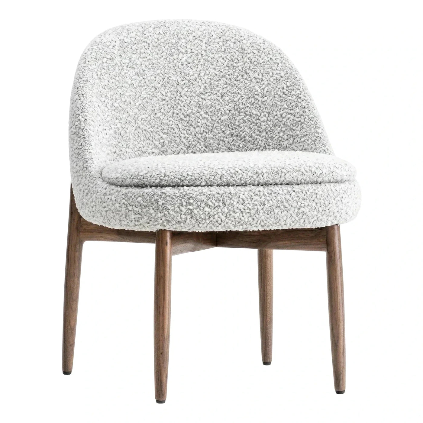 Modern Cream Boucle Armchair with Wooden Legs