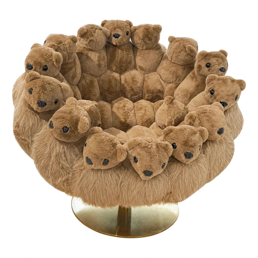 Plush Teddy Bear Ring Swivel Accent Chair