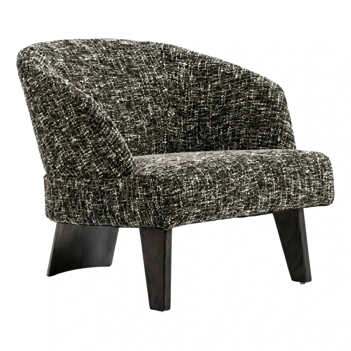 Textured Black and White Tweed Lounge Chair