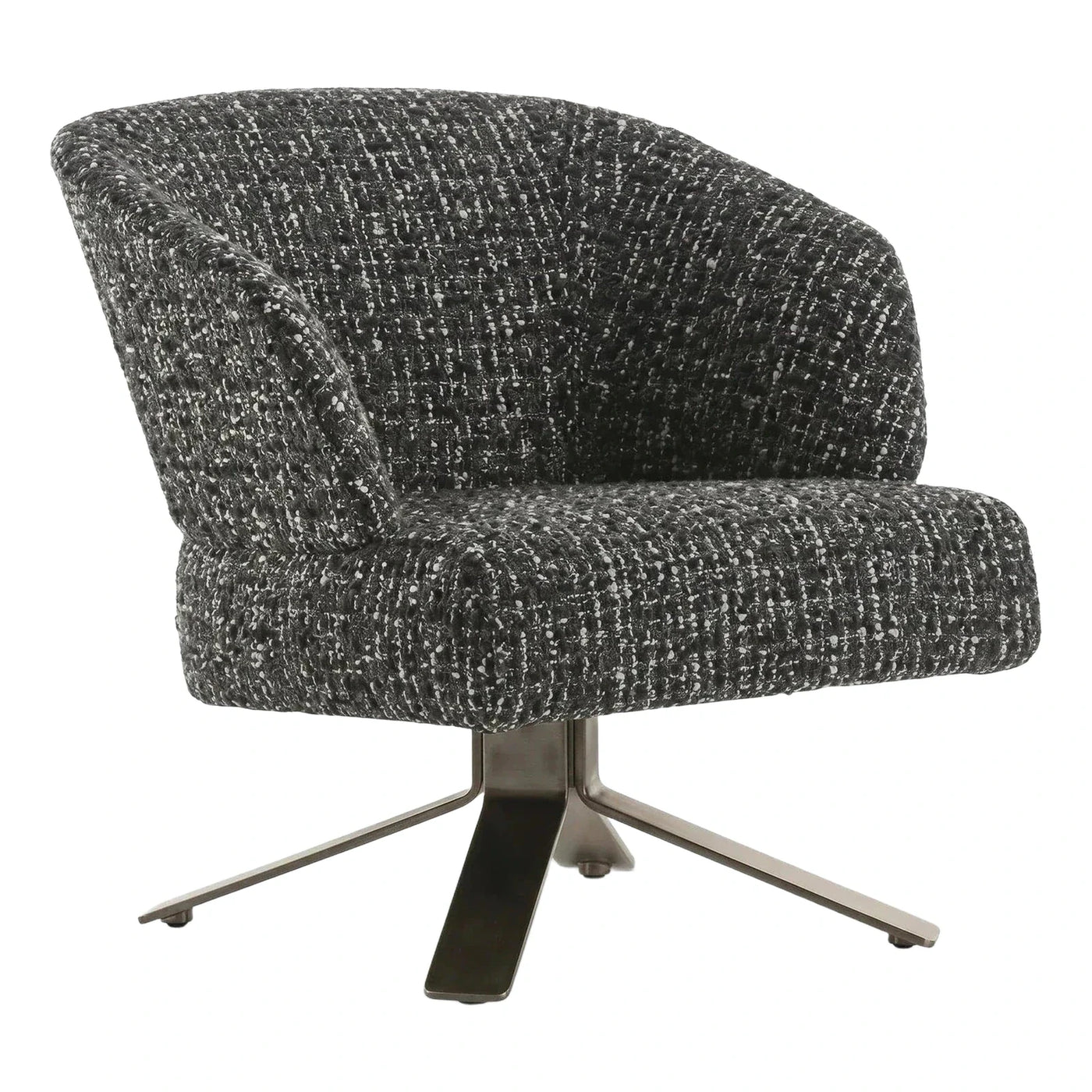 Textured Grey Swivel Lounge Chair with Metal Base