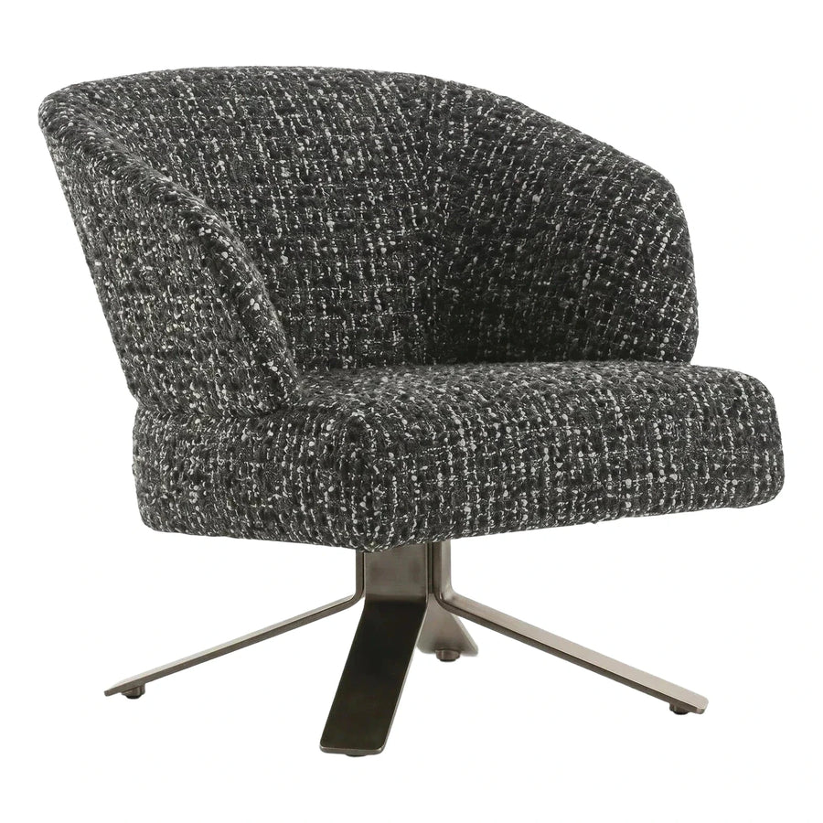 Textured Grey Swivel Lounge Chair with Metal Base