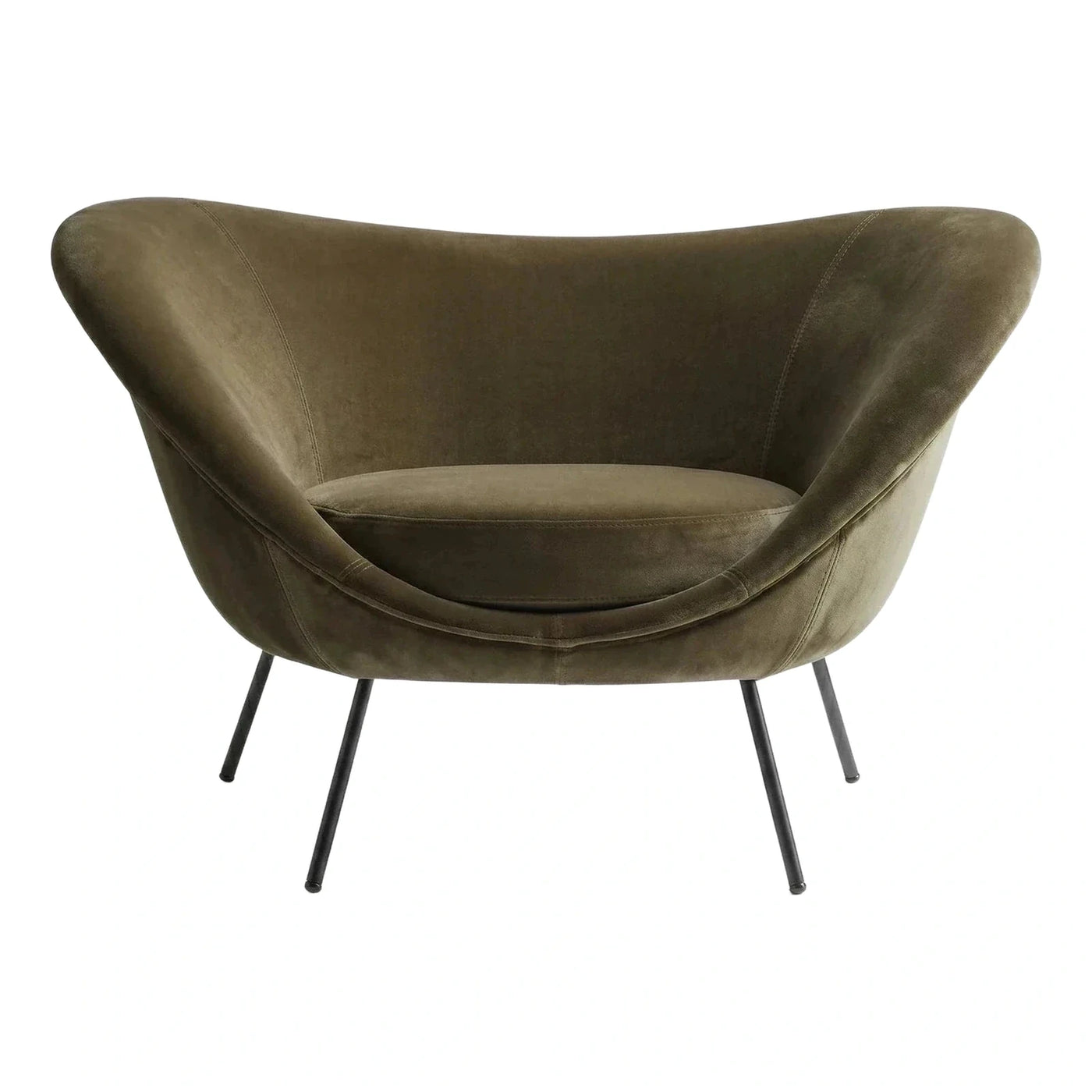 Modern Olive Green Fabric Curved Armchair