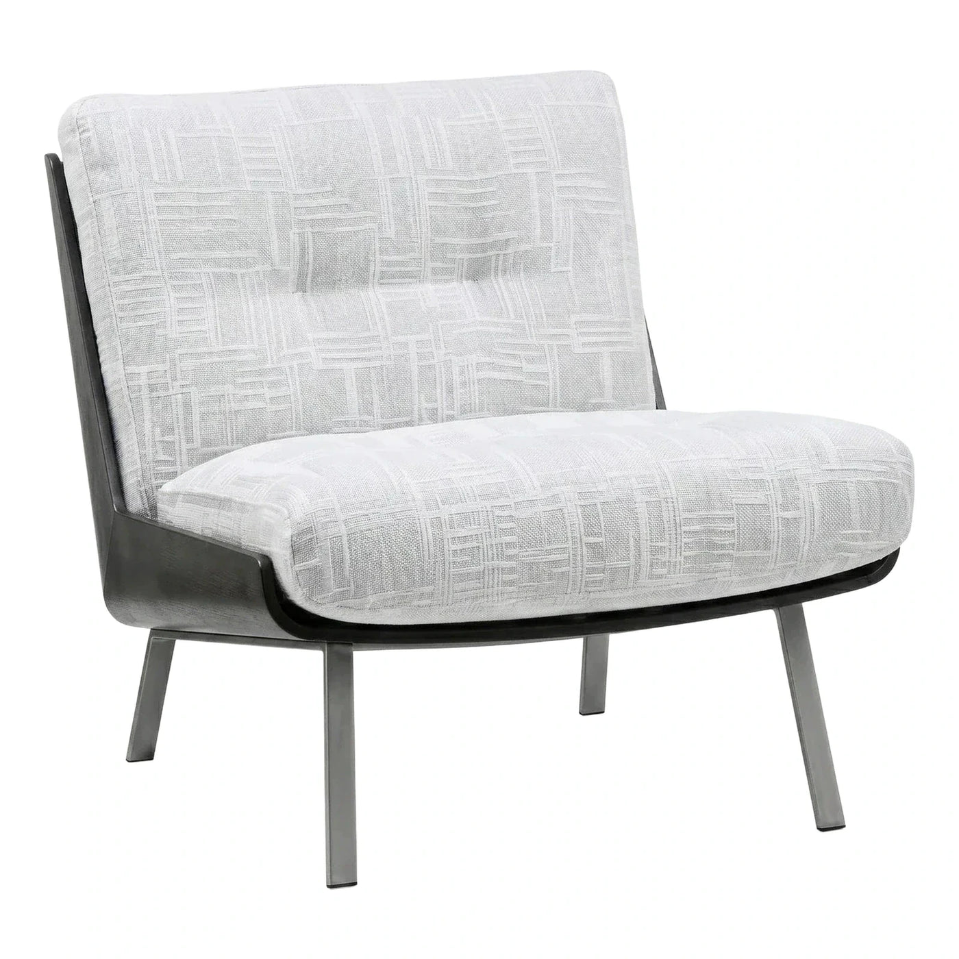 Modern Geometric Pattern Lounge Chair with Dark Wood Frame