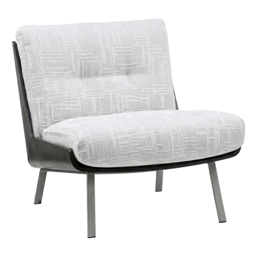 Modern Geometric Pattern Lounge Chair with Dark Wood Frame