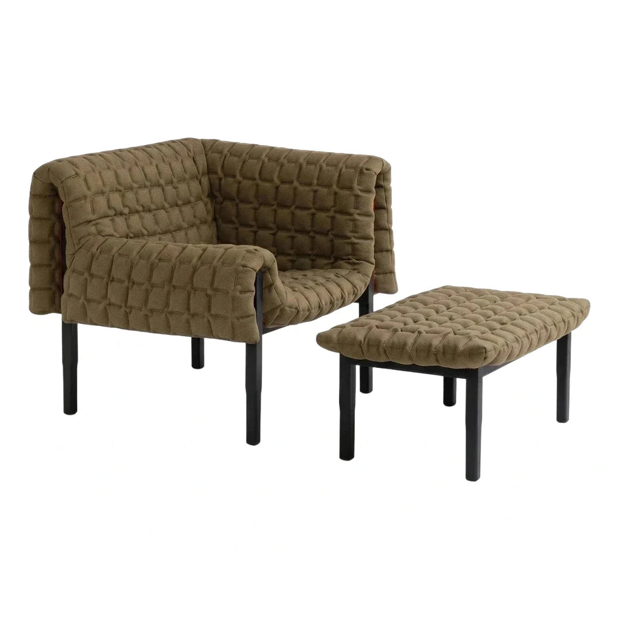 Quilted Olive Lounge Chair and Ottoman Set
