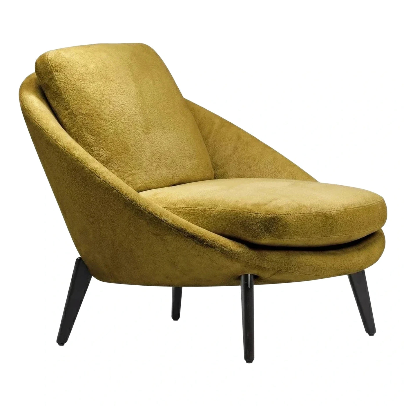 Modern Olive Green Velvet Lounge Chair with Wood Legs