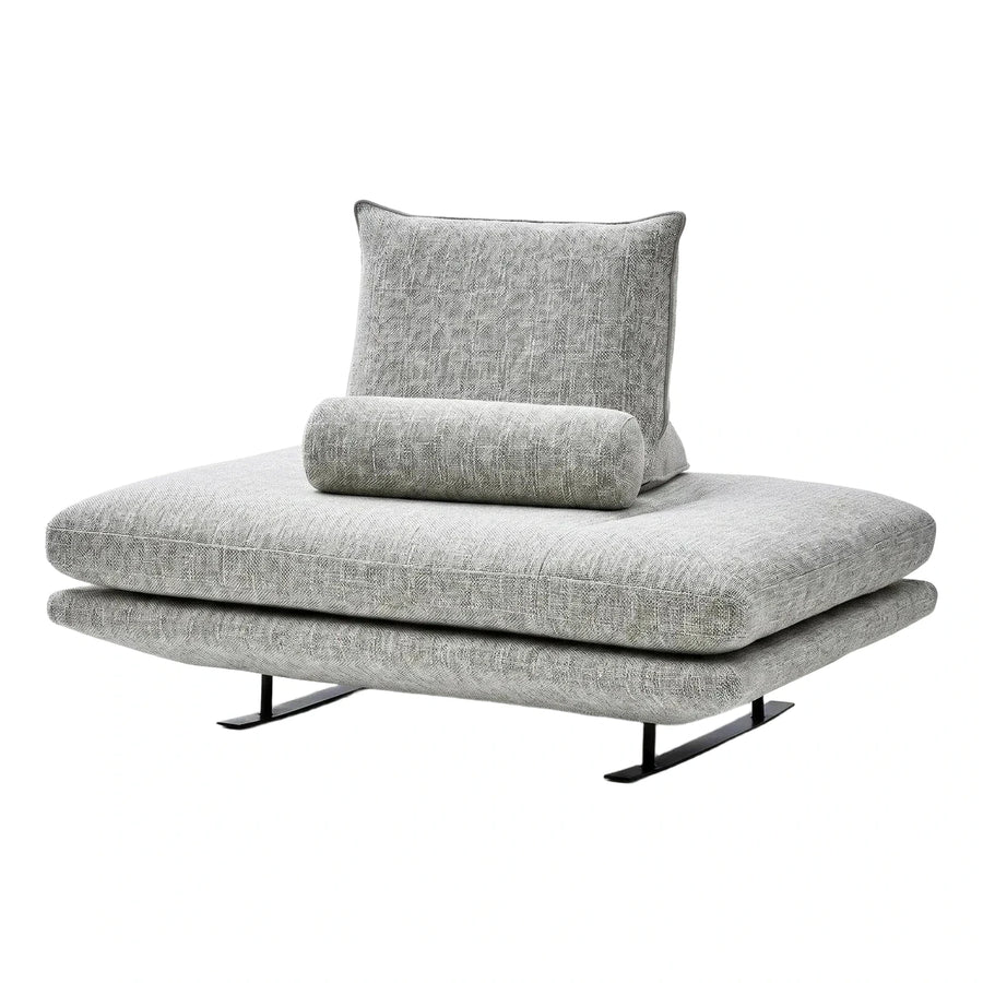 Low Profile Grey Fabric Lounge Chair with Metal Base