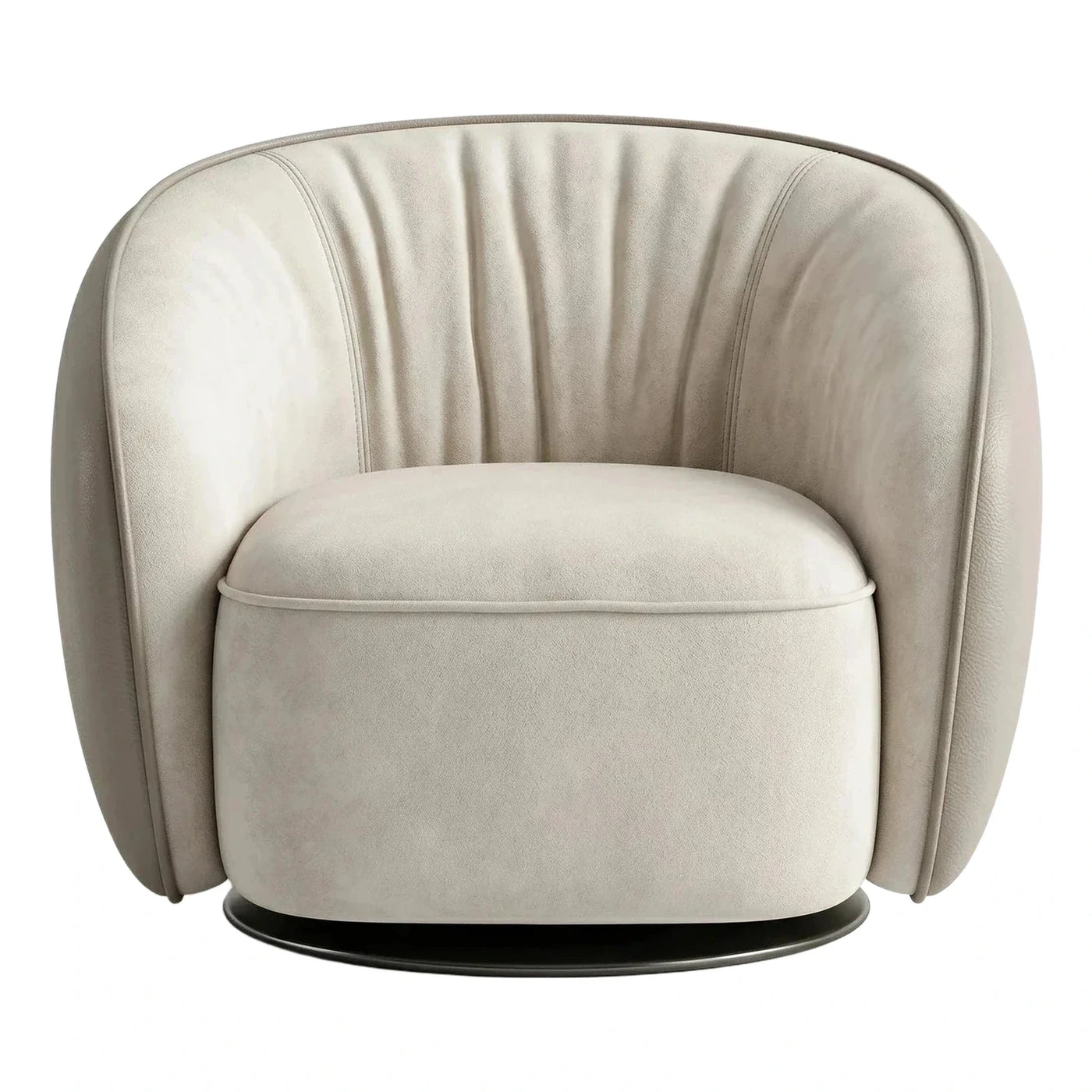 Cream Swivel Armchair with Channel Tufted Back