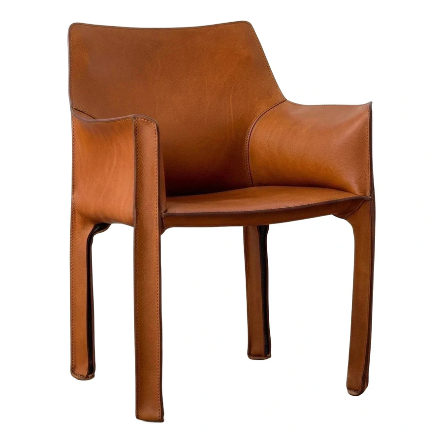 Modern Tan Leather Armchair with Wrapped Legs