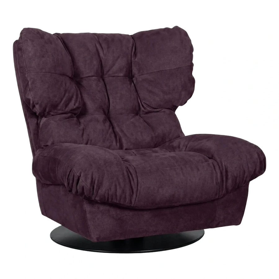 Purple Fabric Swivel Lounge Chair with Pillow Back