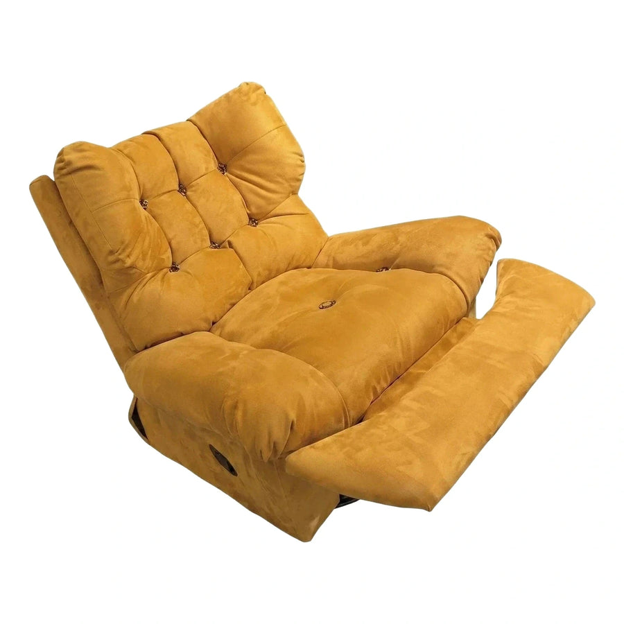 Mustard Yellow Tufted Velvet Recliner Armchair