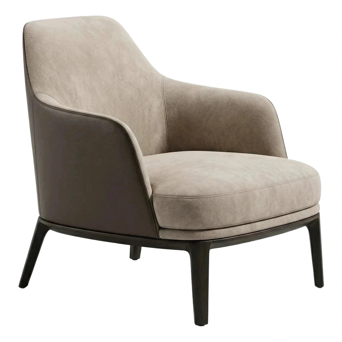 Modern Two-Tone Upholstered Lounge Chair with Wood Legs