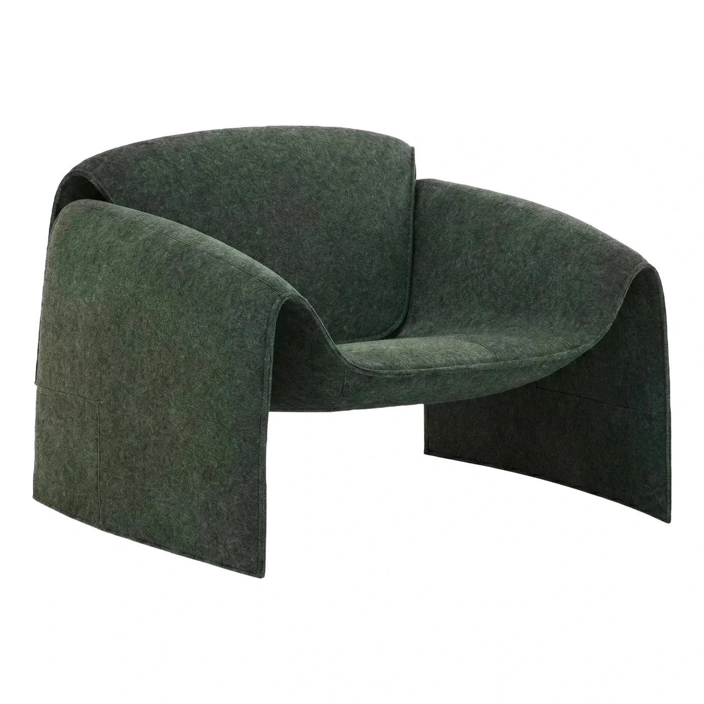 Dark Green Sculptural Felt Lounge Chair
