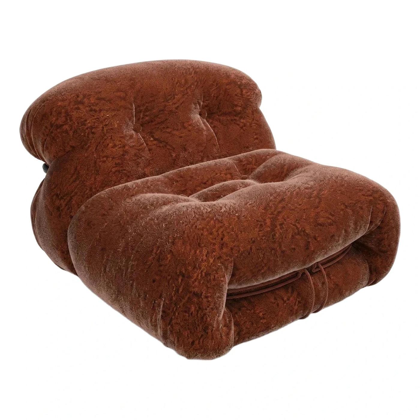 Rust Brown Velvet Tufted Lounge Chair