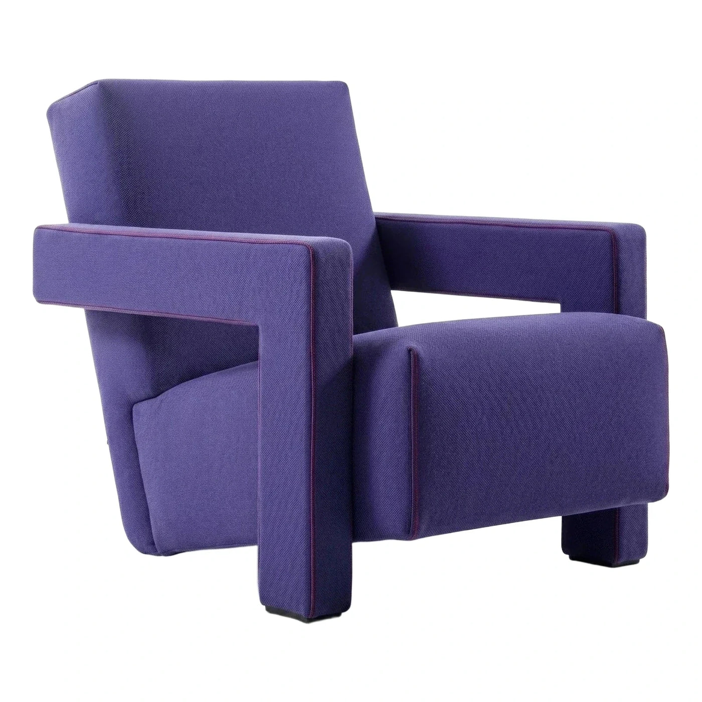 Modern Purple Geometric Fabric Armchair with Contrast Piping