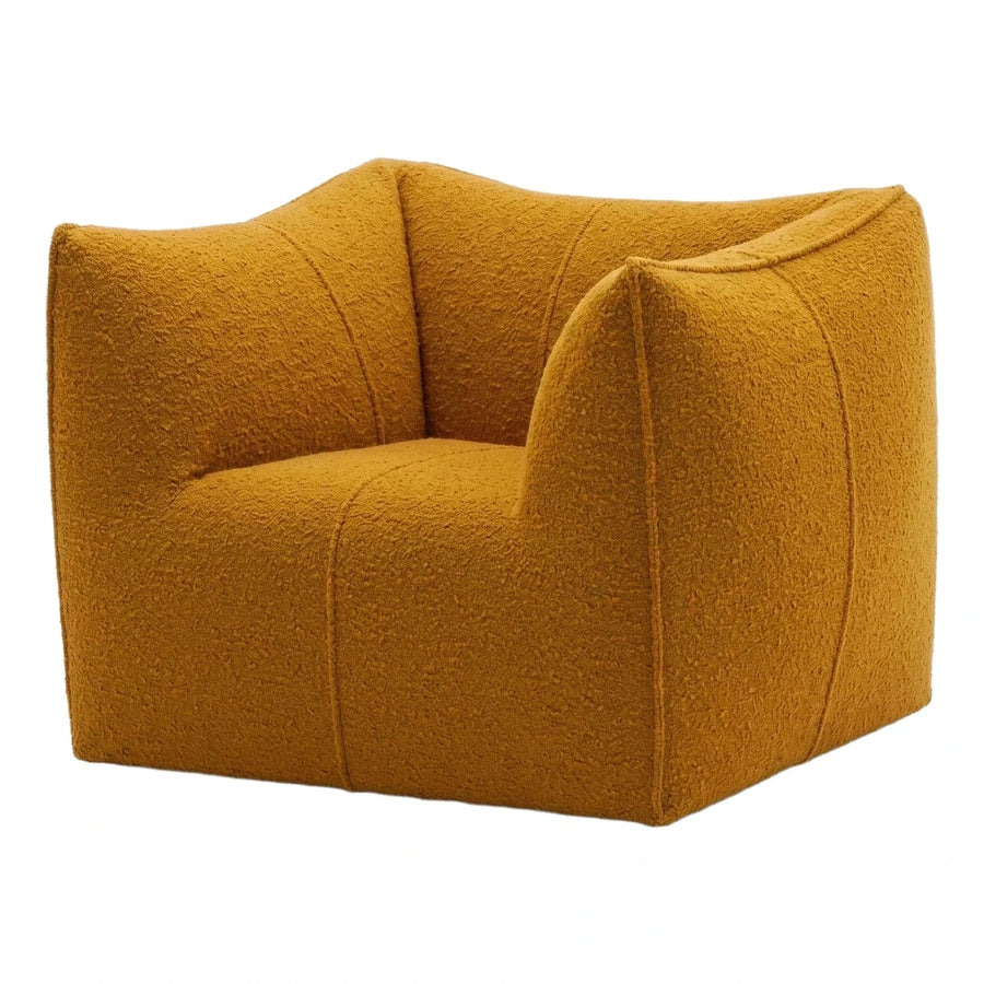 Mustard Yellow Boucle Modern Lounge Armchair
