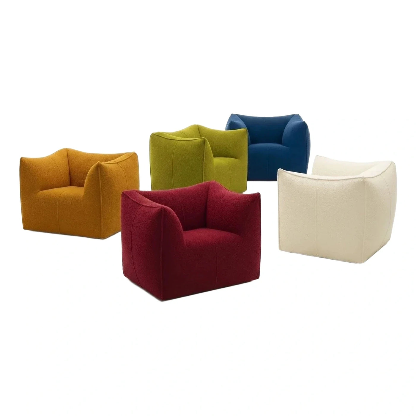 Modern Boxy Fabric Lounge Armchair