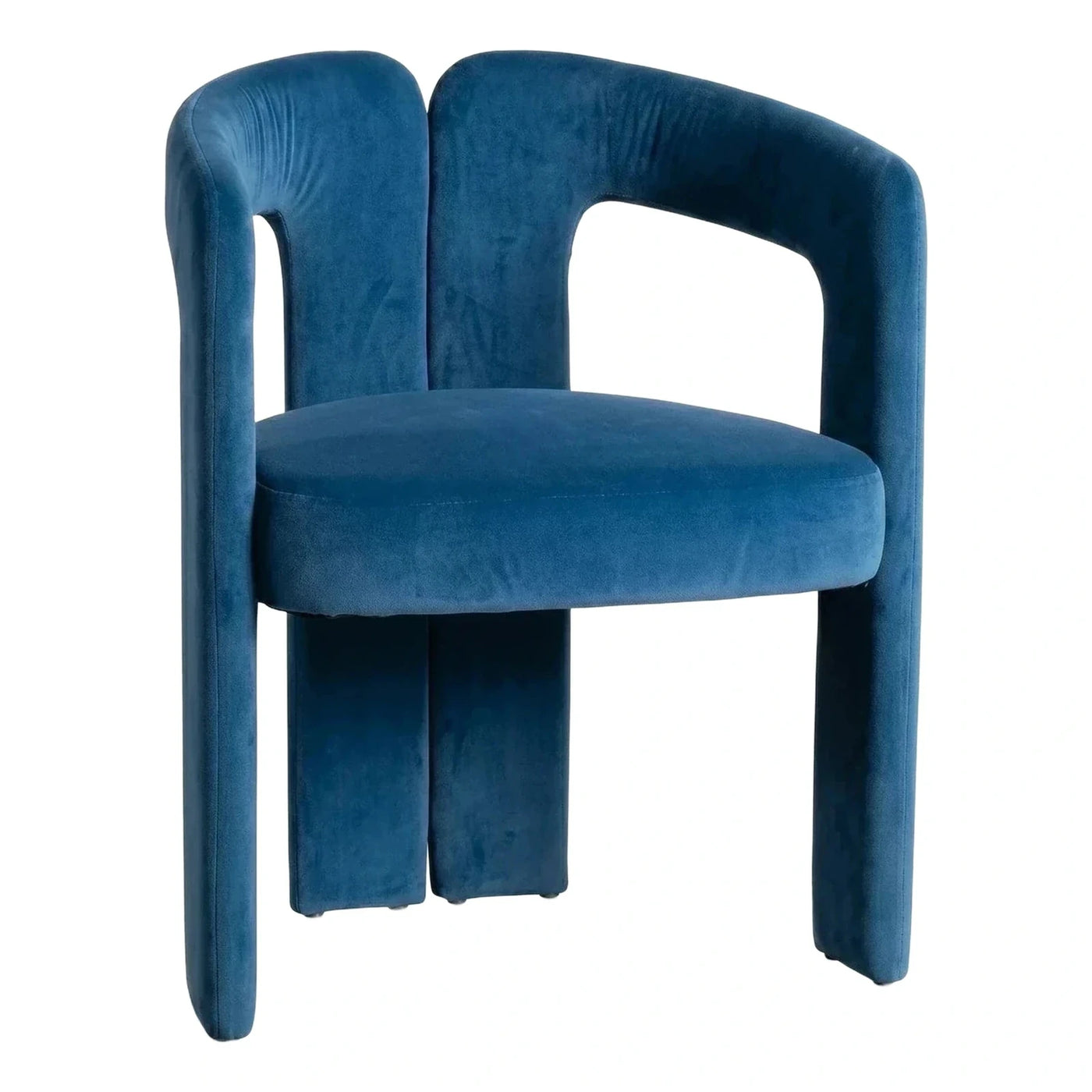 Deep Blue Velvet Modern Armchair with Sculptural Legs