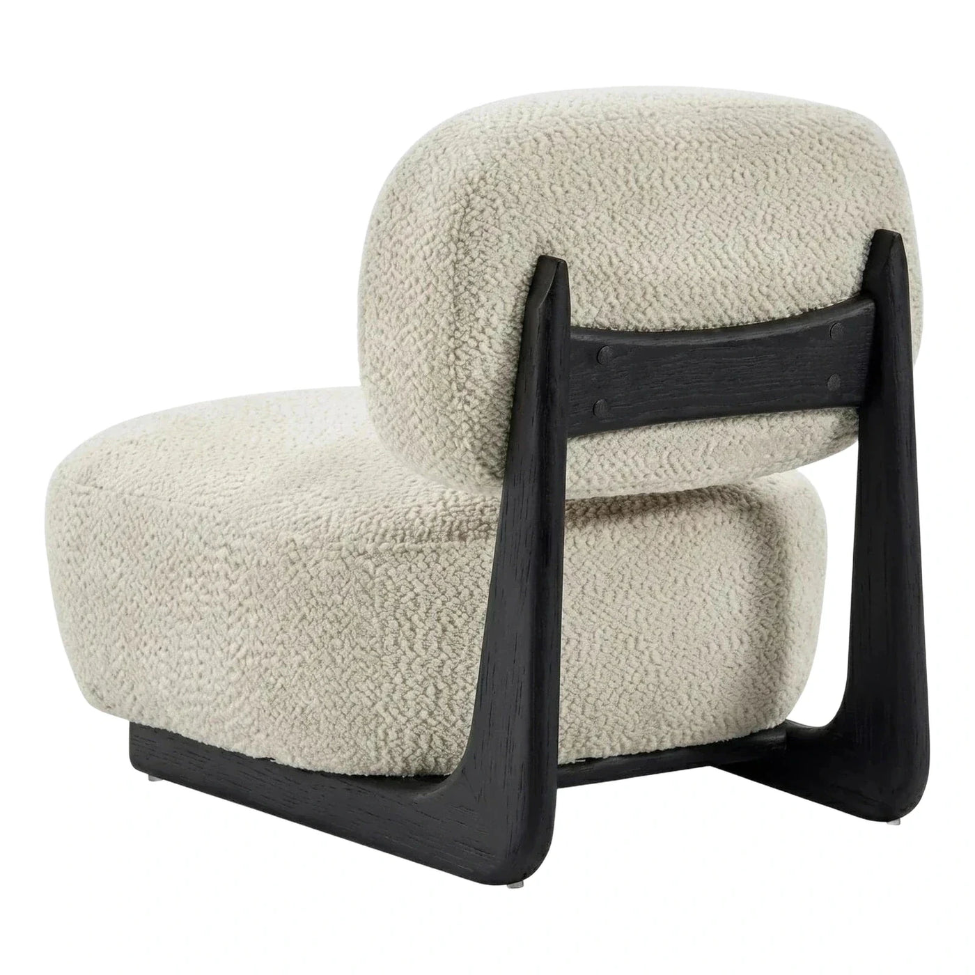 Cream Boucle Lounge Chair with Black Wood Frame