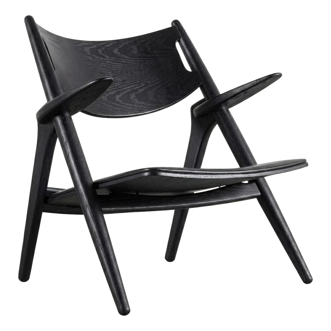 Black Wooden Lounge Chair with Angled Legs