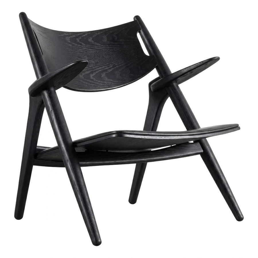 Black Wooden Lounge Chair with Angled Legs