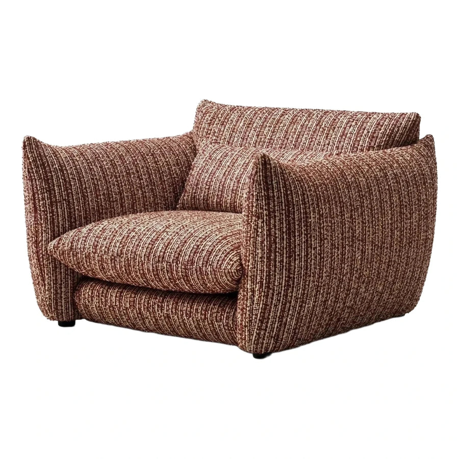 Modern Textured Reddish Brown Fabric Lounge Chair