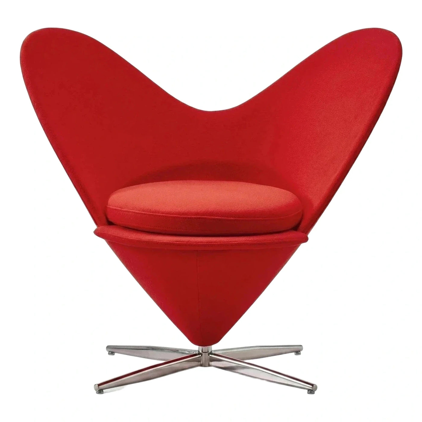 Red Modern Sculptural Lounge Chair with Swivel Base