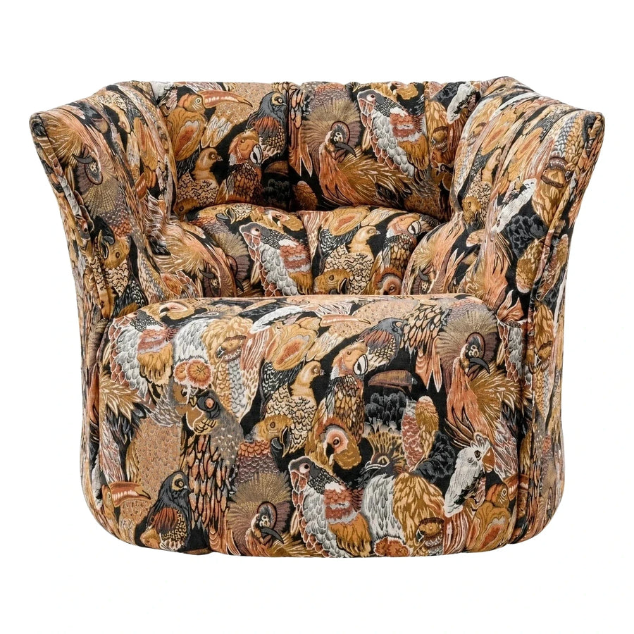 Upholstered Bird Print Tub Armchair
