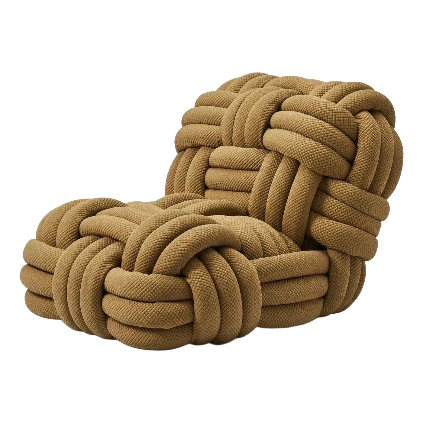 Sculptural Knotted Lounge Chair in Textured Brown Fabric