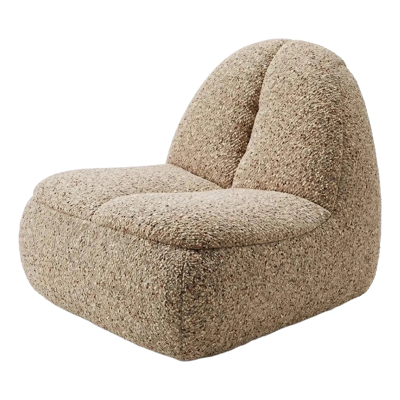 Textured Beige Boucle Lounge Chair