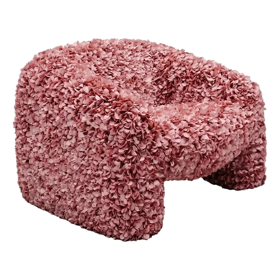 Sculptural Pink Petal Fabric Armchair