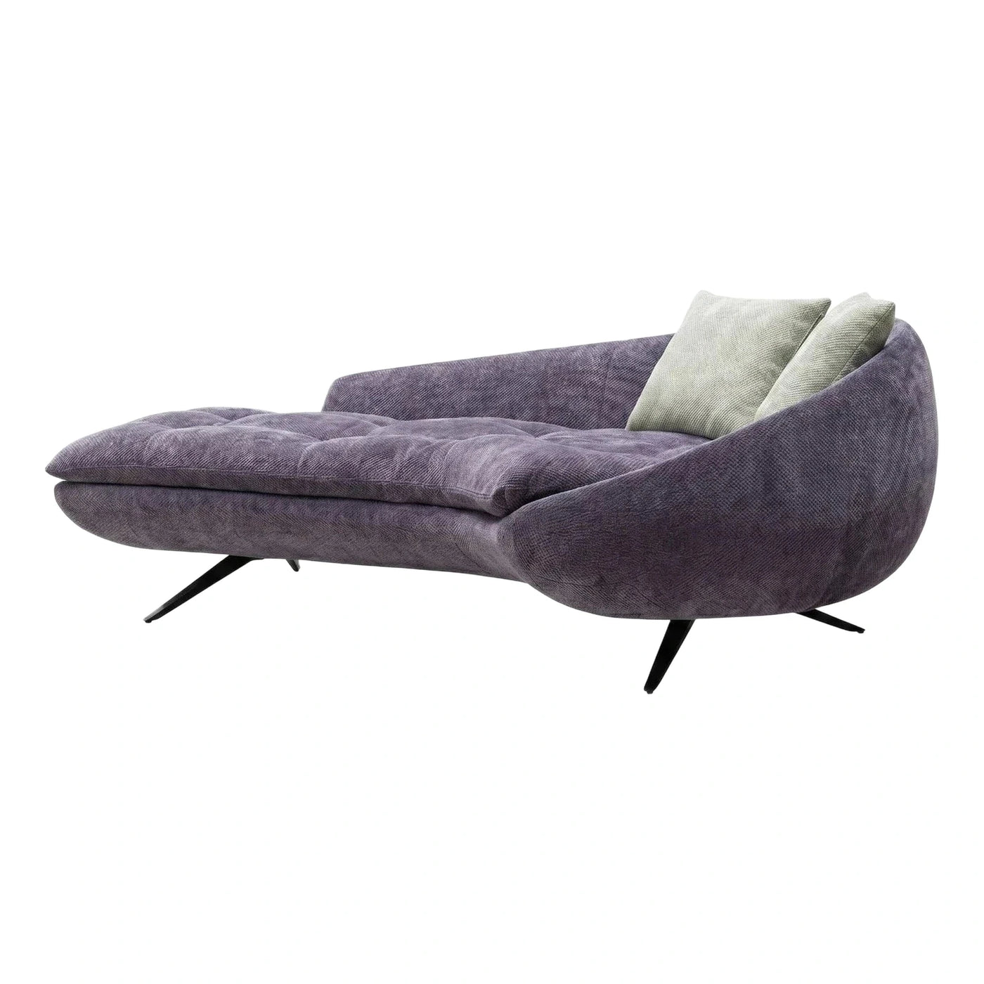 Modern Purple Tufted Chaise Lounge with Pillows