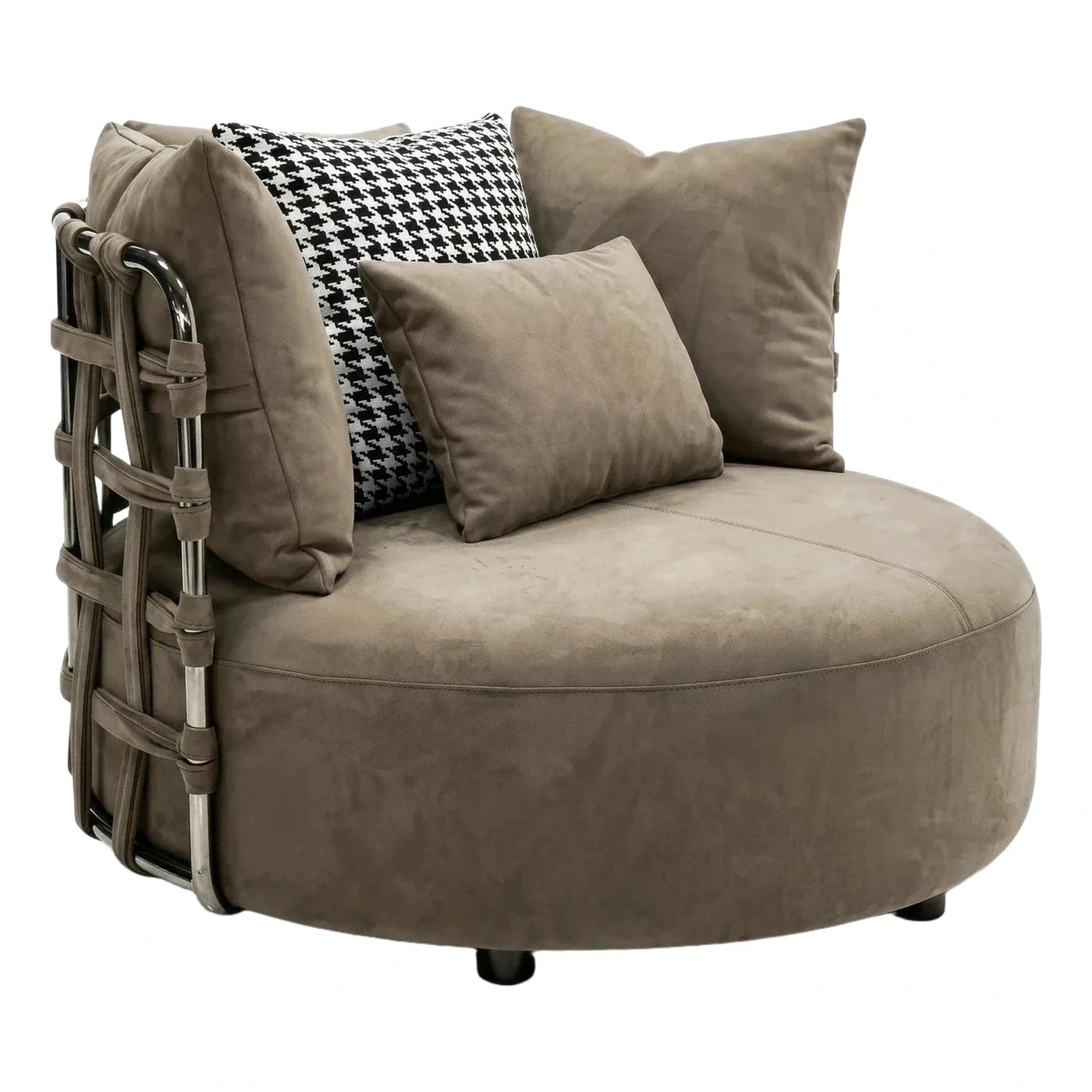 Modern Round Taupe Lounge Chair