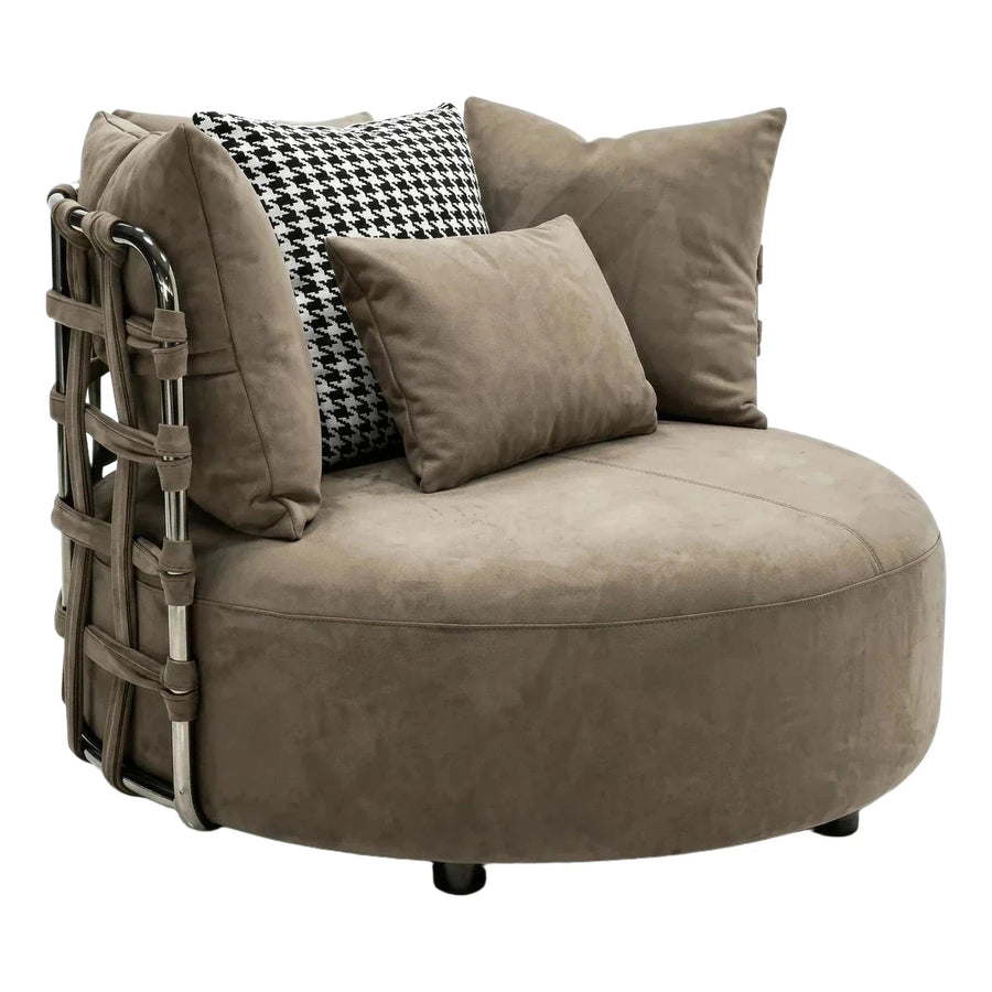 Modern Round Taupe Lounge Chair