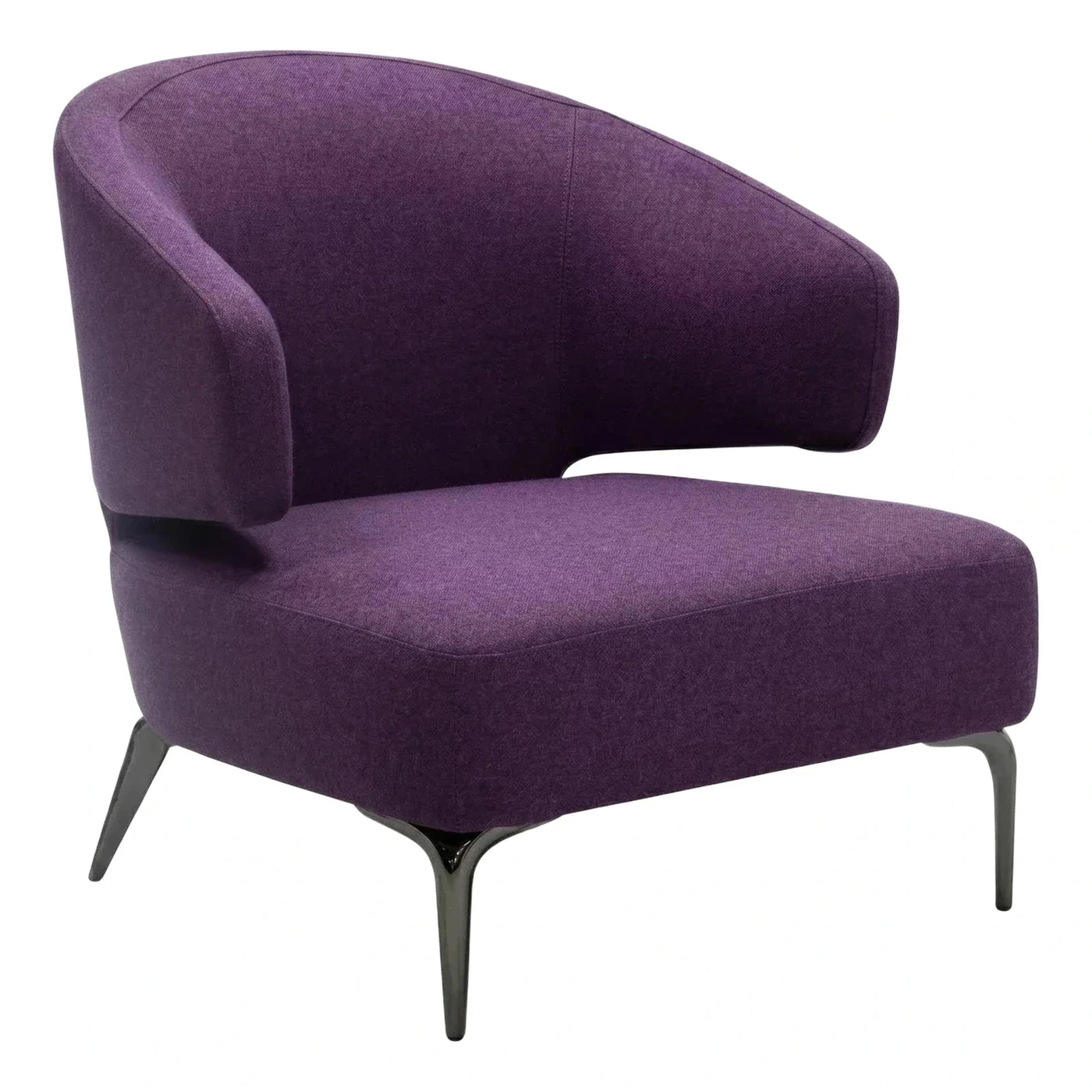Modern Purple Upholstered Accent Chair with Dark Metal Legs