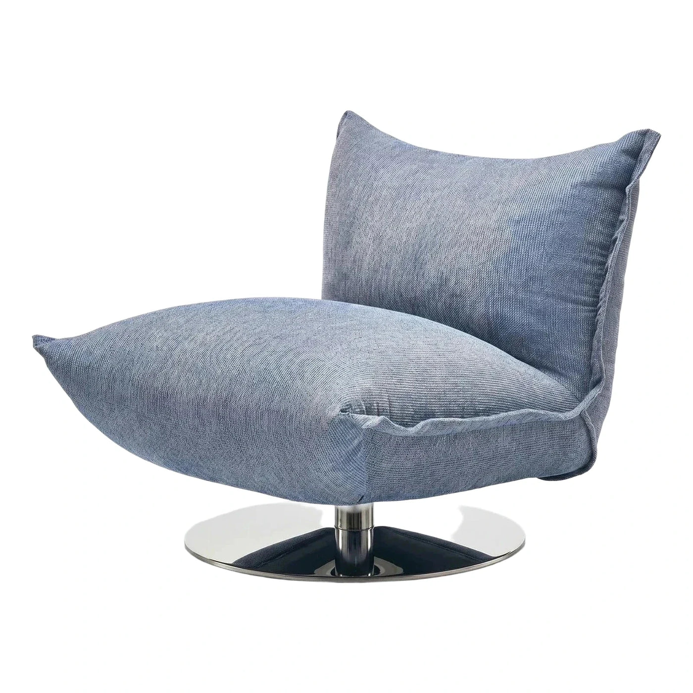 Blue Textured Fabric Swivel Lounge Chair