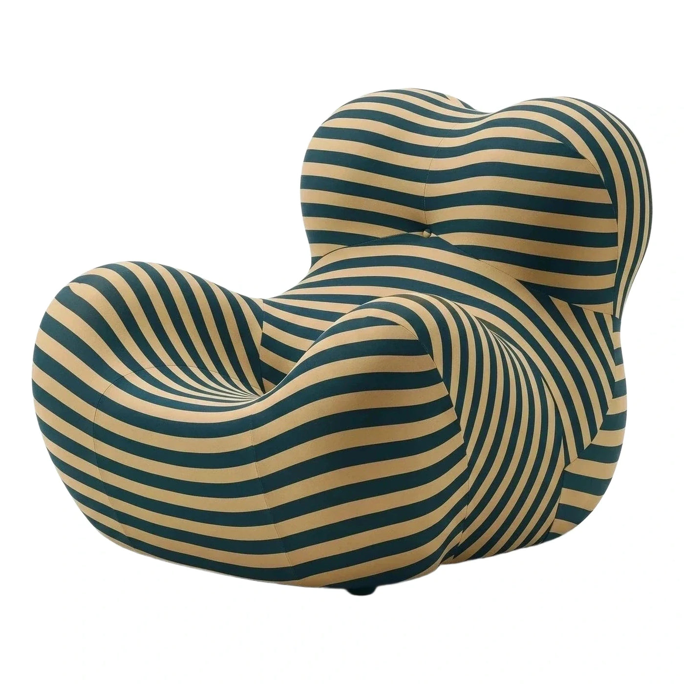 Teal and Beige Striped Organic Lounge Chair