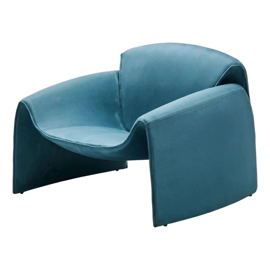 Teal Velvet Sculptural Lounge Armchair