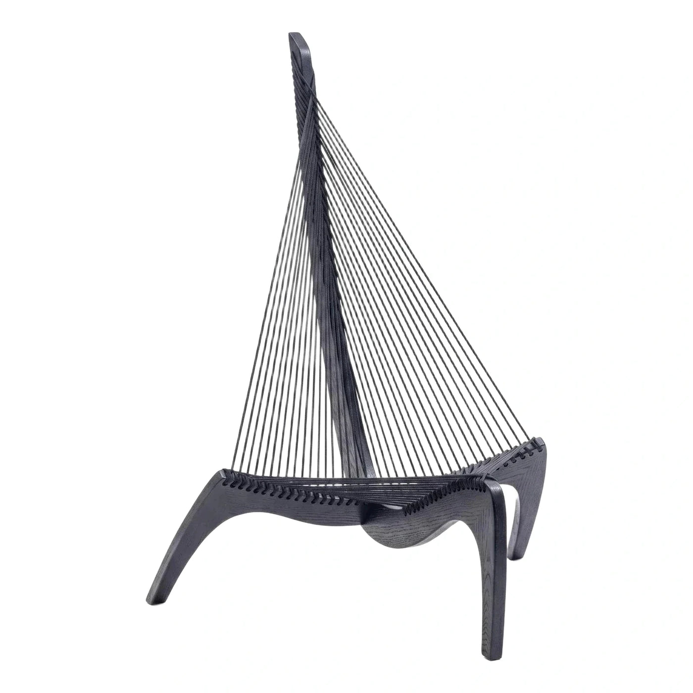 Modern Black Wood Tension Cord Lounge Chair