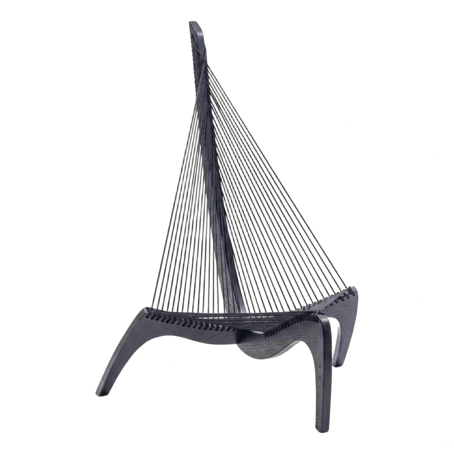 Modern Black Wood Tension Cord Lounge Chair