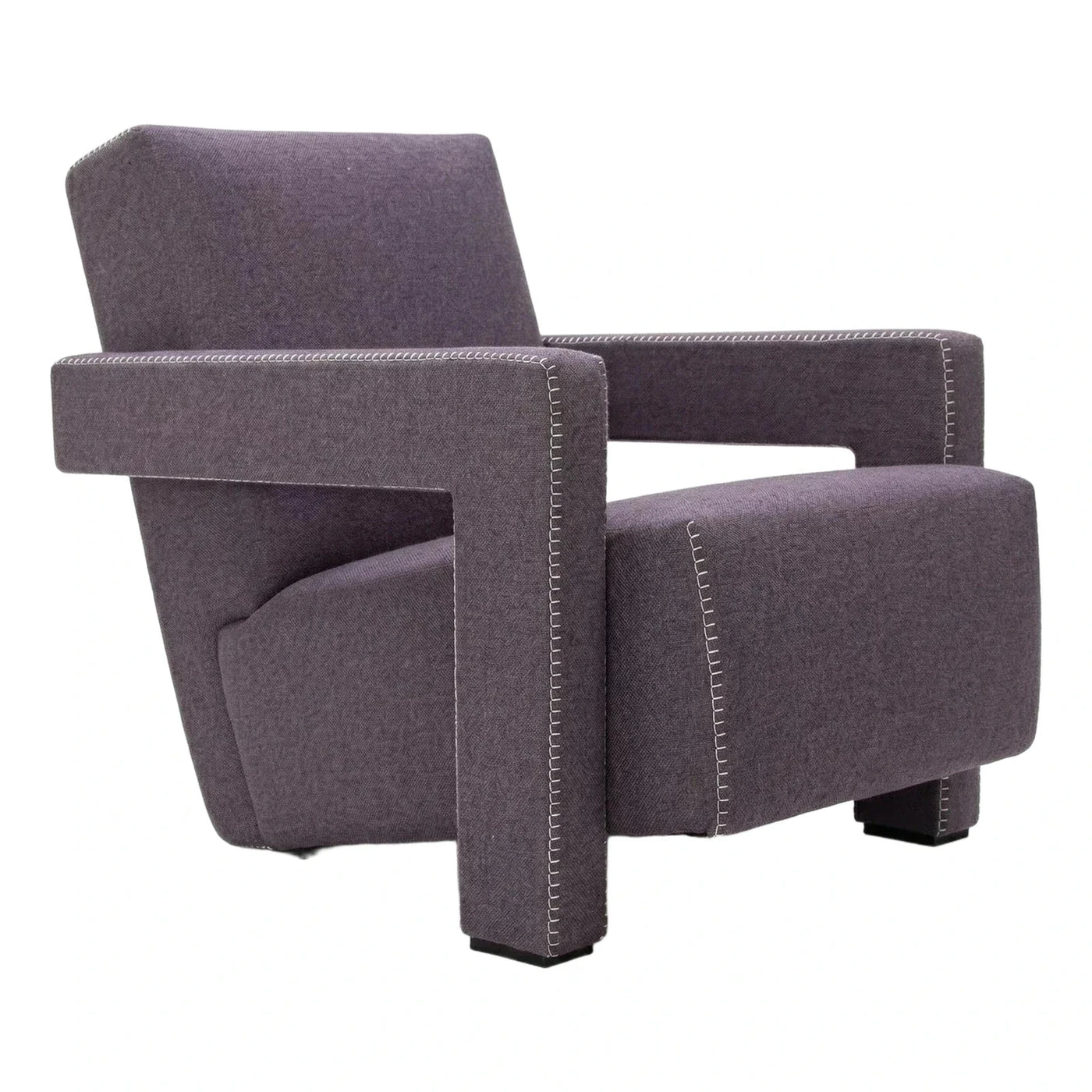 Modern Purple Fabric Armchair with Contrast Stitching