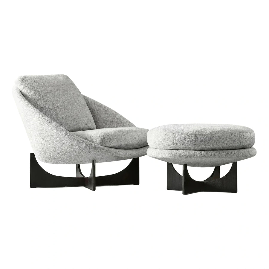 Modern Boucle Lounge Chair and Ottoman Set