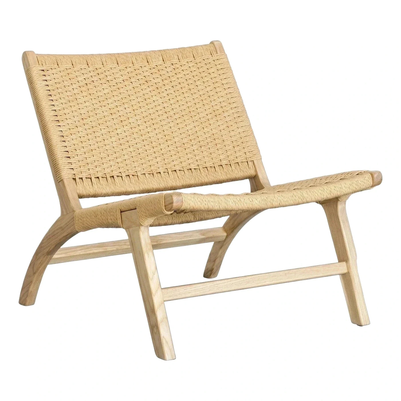 Light Wood Frame Woven Cord Lounge Chair