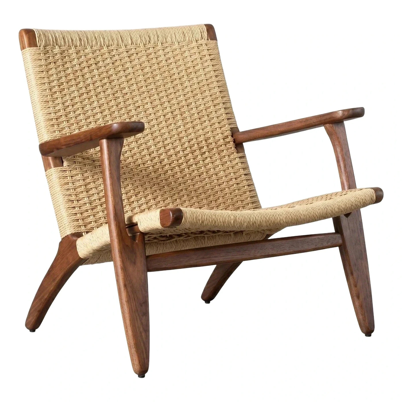 Woven Cord Lounge Chair with Dark Wood Frame