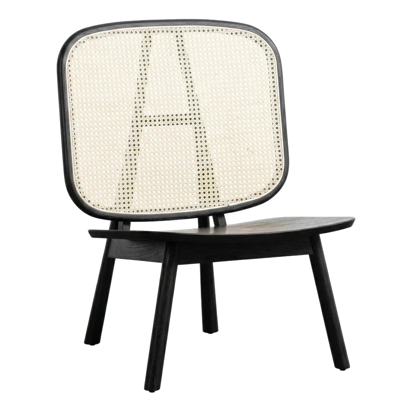 Black Wood Lounge Chair with Cane H-Back