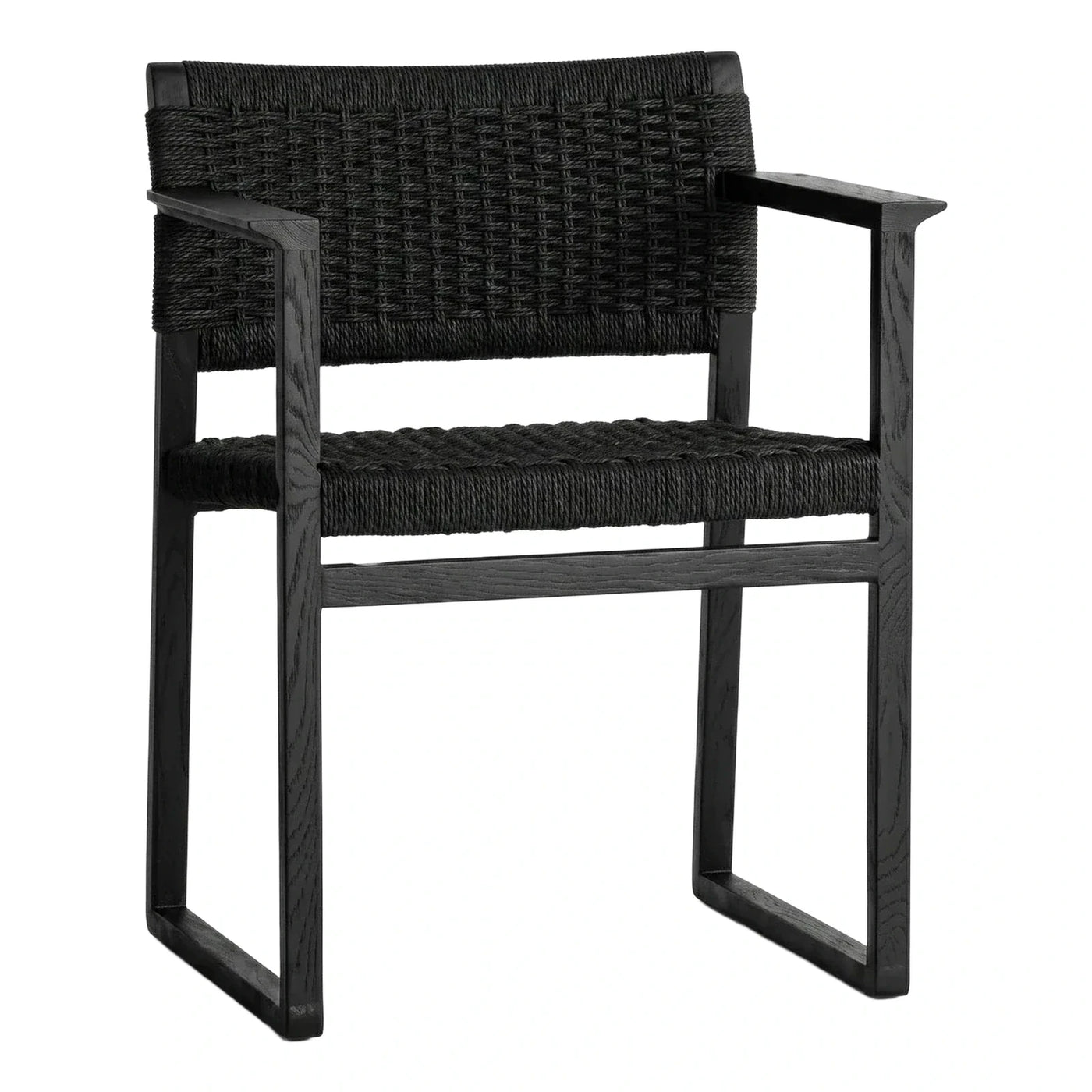 Modern Black Wood Woven Armchair
